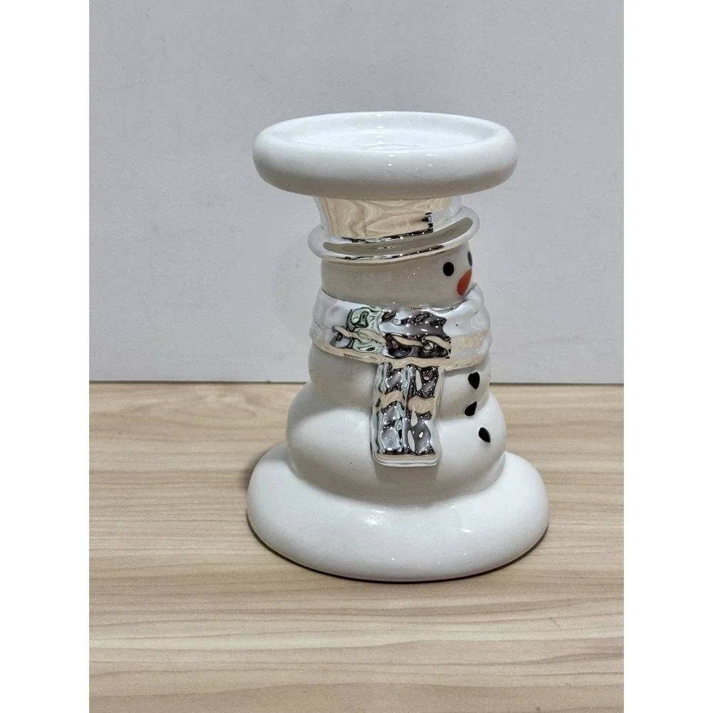 Bath & Body Works Ceramic SNOWMAN Mini Pedestal Candle Holder - Picture 5 of 10